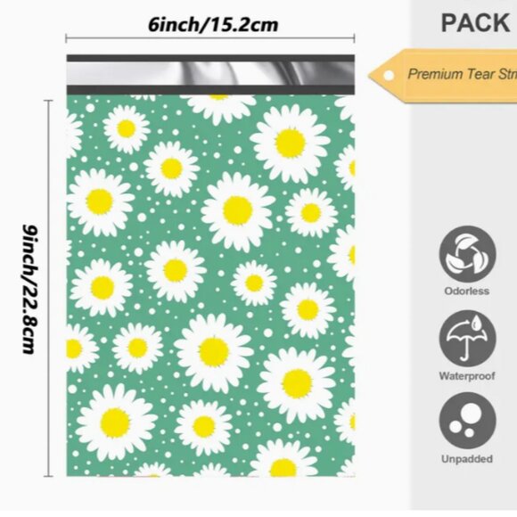 25-pack 6"x9" Daisy poly mailers - Picture 1 of 2